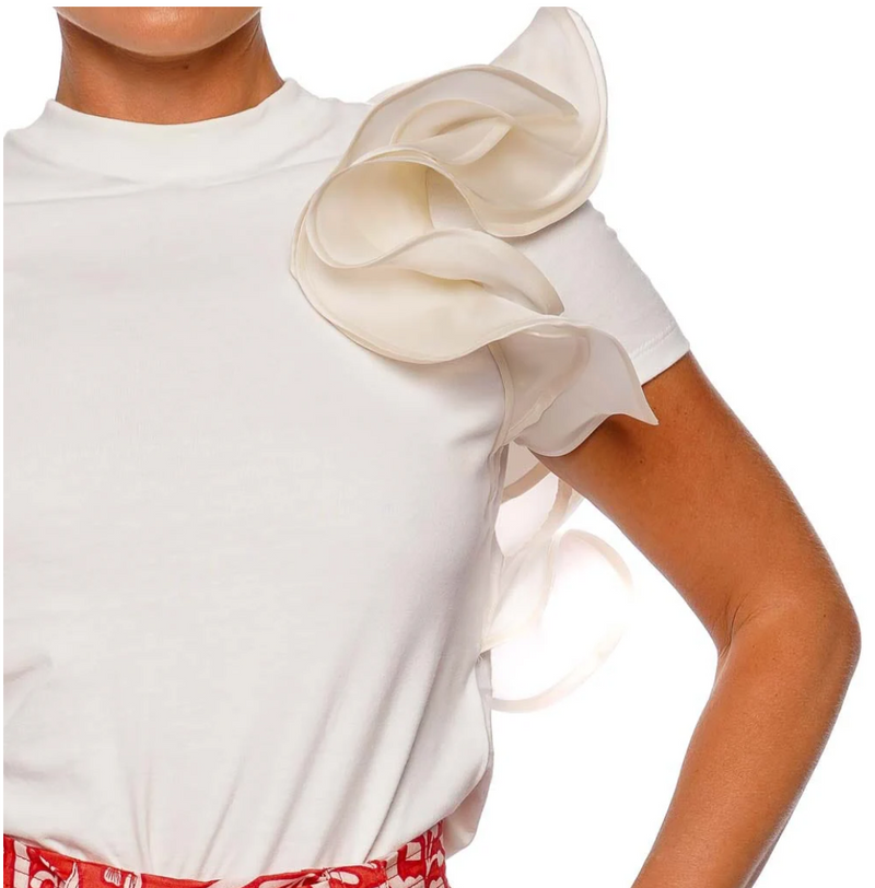 Barichara Ruffled T-Shirt Off White