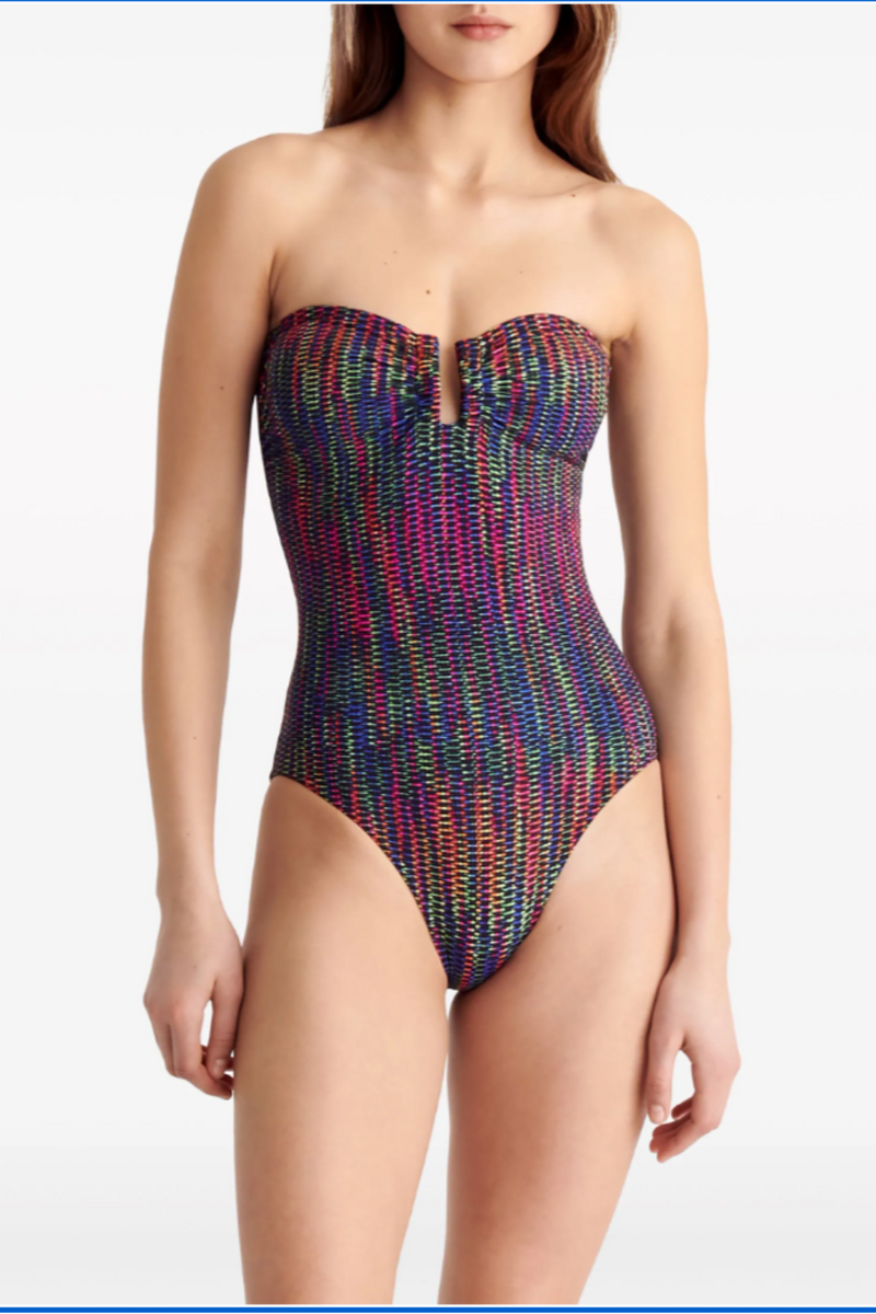 Halo Bustier One-Piece Chameleon Print