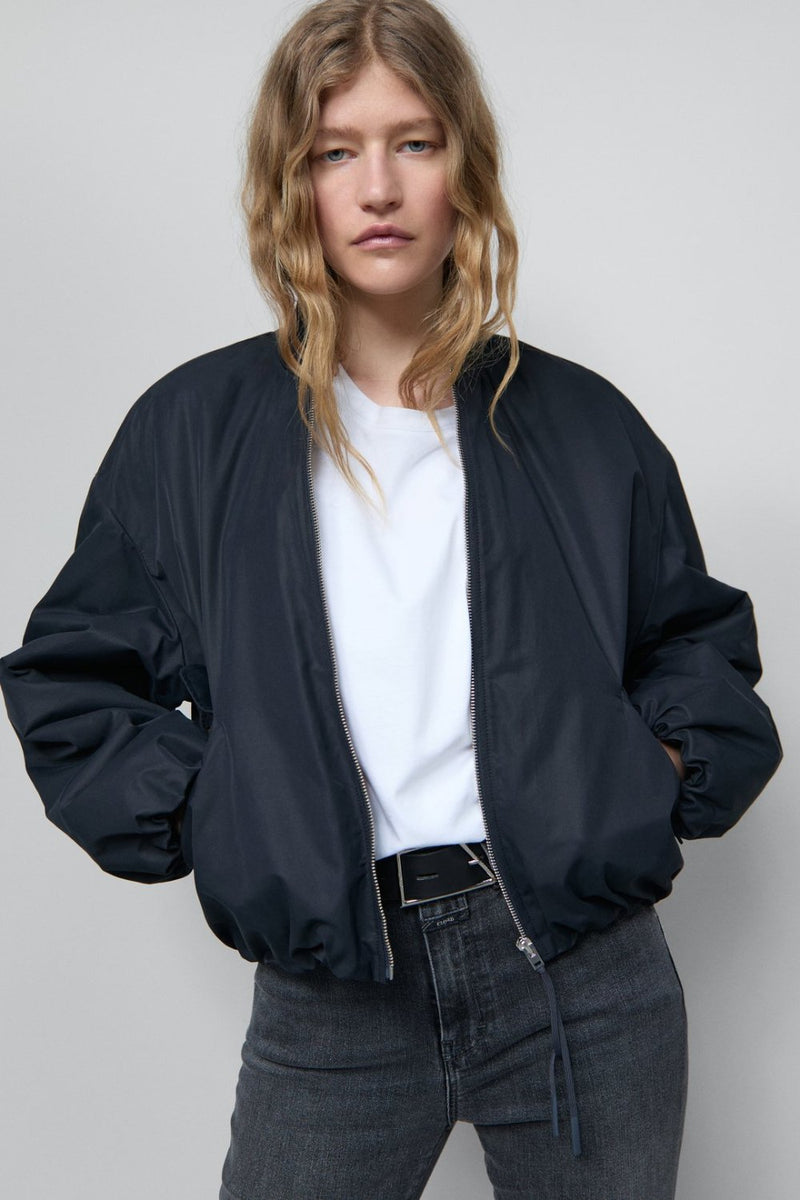 Short Bomber Jacket Smoky Blue