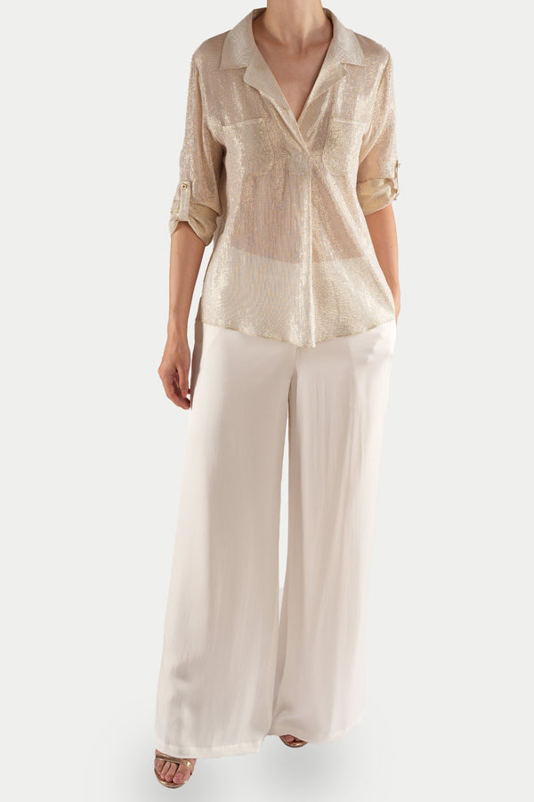 Anne Shirt in Gold Silk Lurex