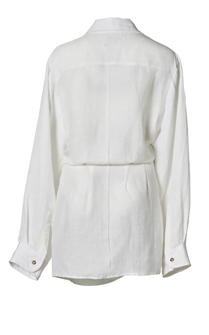 The L.A. Button Down Mini Wrap Dress White