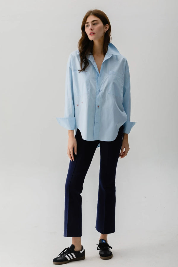 The Boyfriend Shirt Paper Cotton Solids Sky Blue