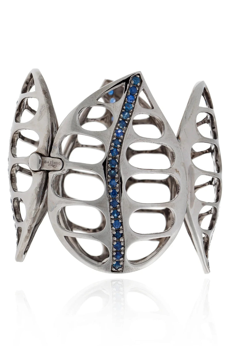 925 Silver Leaf Bracelet with Blue Sapphires