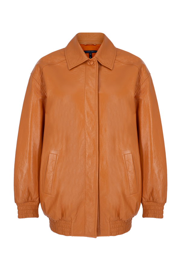 Oversize Leather Bomber Rust