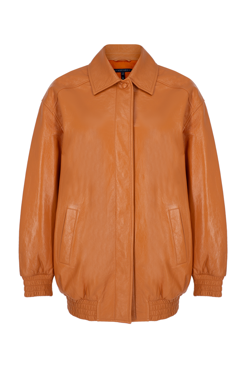 Oversize Leather Bomber Rust