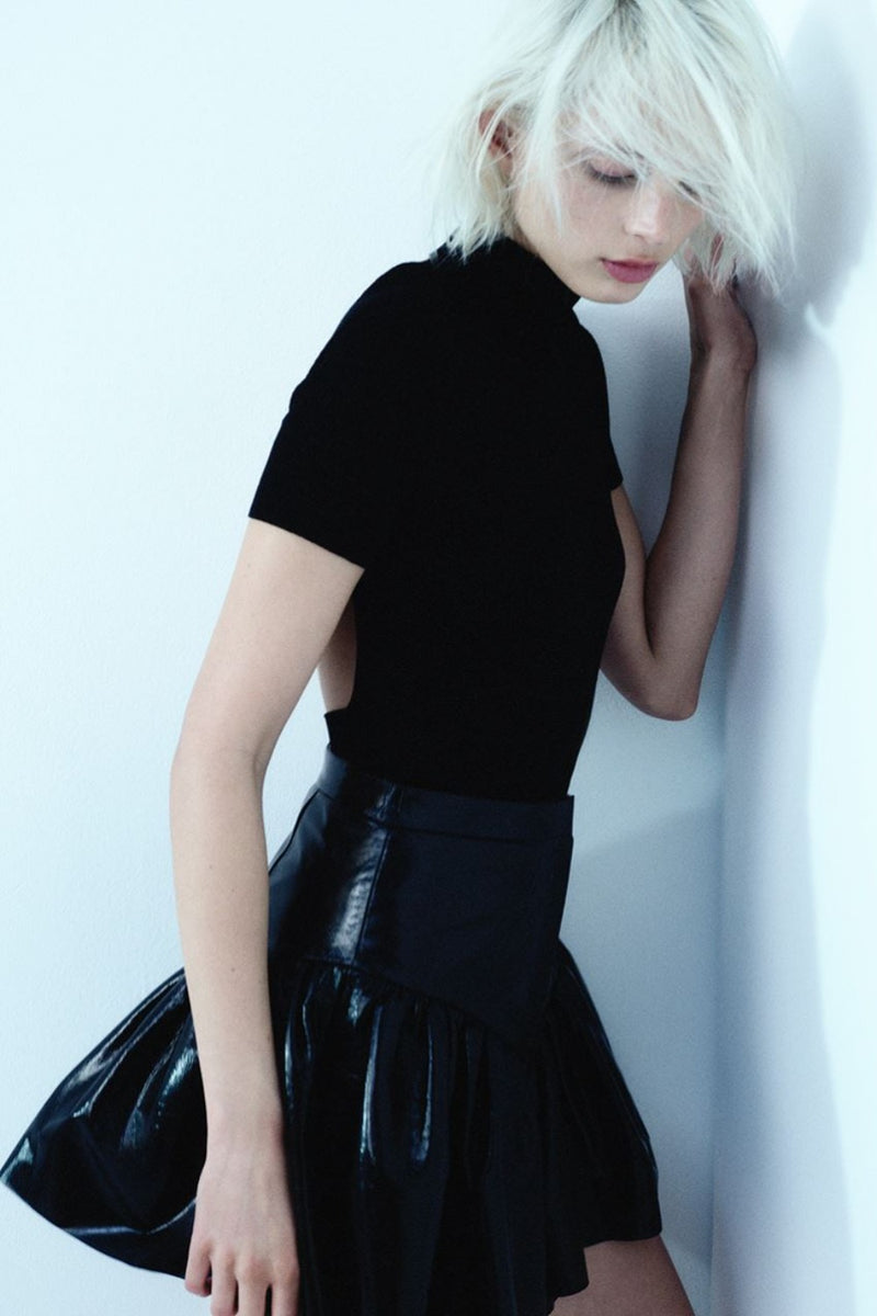 Balerina Mini Leather Skirt Black