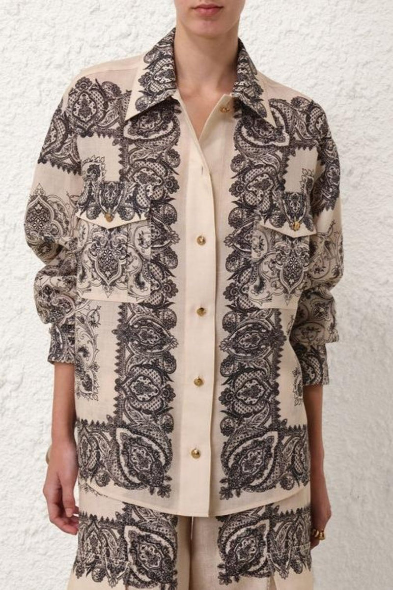 Utility Pocket Shirt Tea Paisley