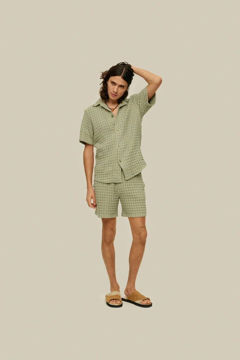 Dusty Green Cuba Waffle Shirt