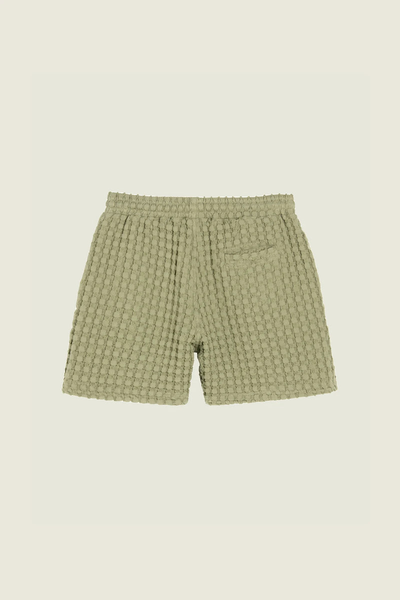 Dusty Green Porto Waffle Shorts