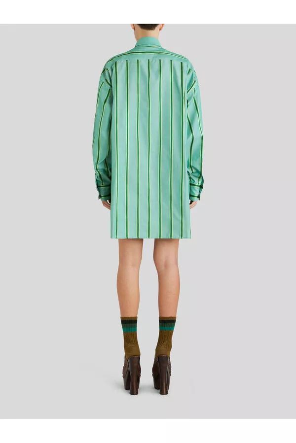 Striped Shirt Dress with Pegasus Logo