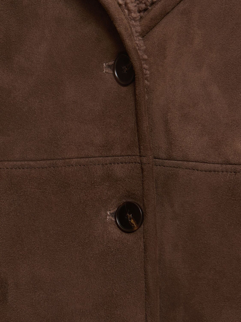 Cirebo Suede Shearling Coat Taupe