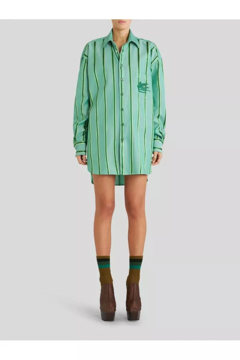 Striped Shirt Dress with Pegasus Logo