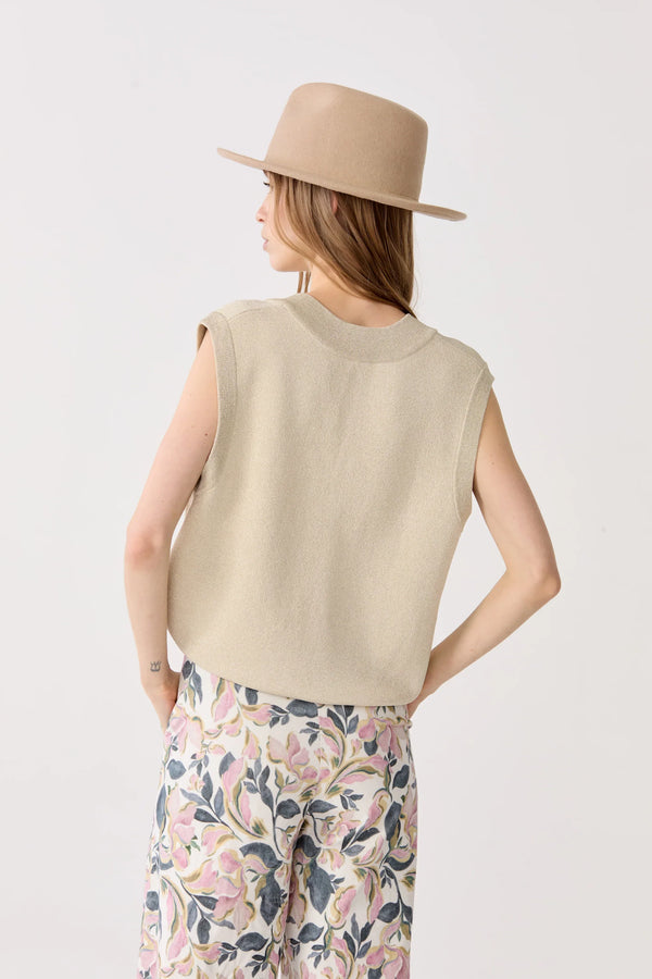 Preppy Lurex Knitted Vest Gold