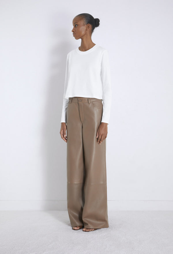 Figari Leather Pants Taupe