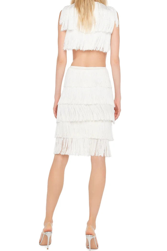 Midriff Sleeveless Fringe Tee