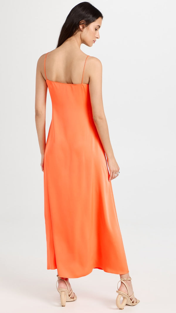 Hot Orange Twist Front Slip Dress (Final Sale)