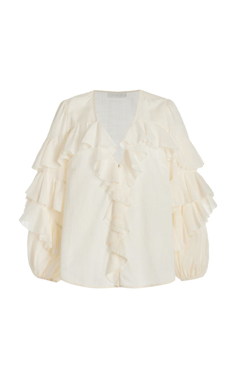 Acacia Ruffle Blouse Tea