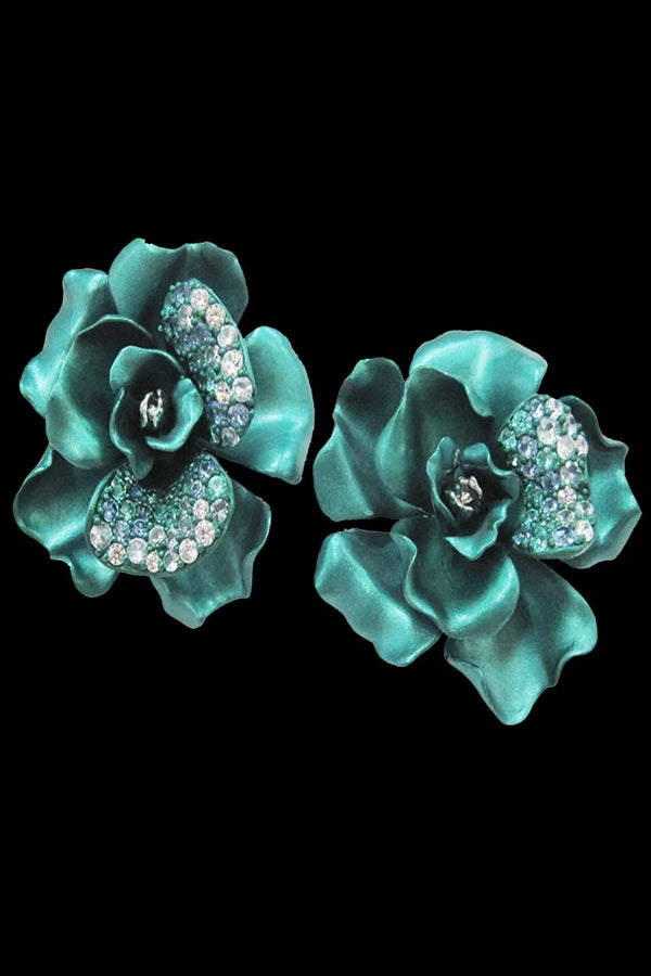 Aqua Camelia Earrings