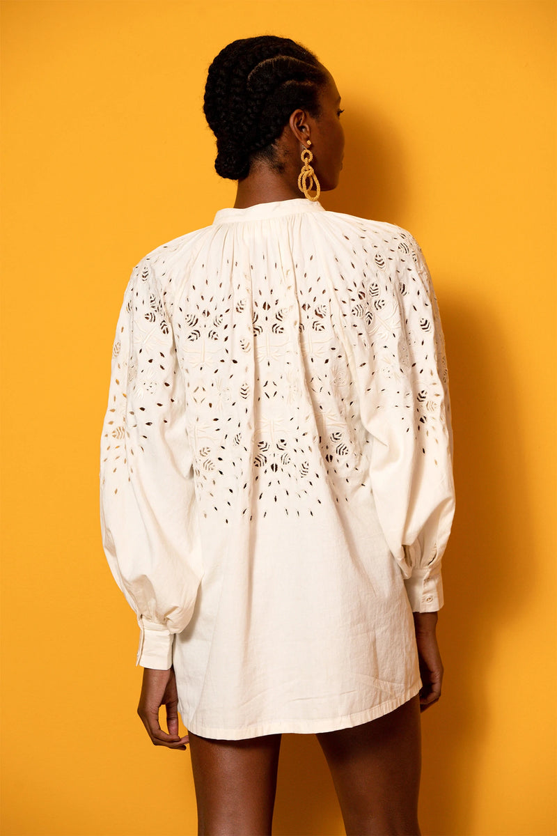 Tunic Dress with Eyelet Embroidery