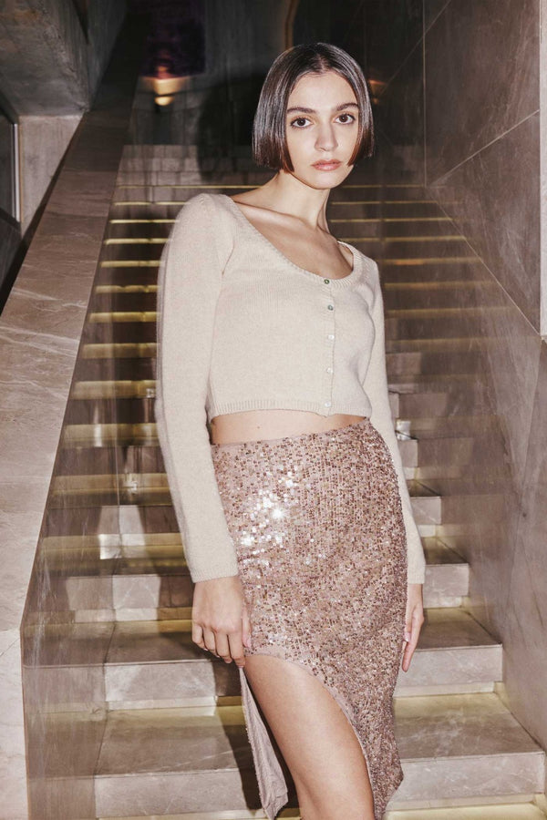 Sequin Slit Skirt