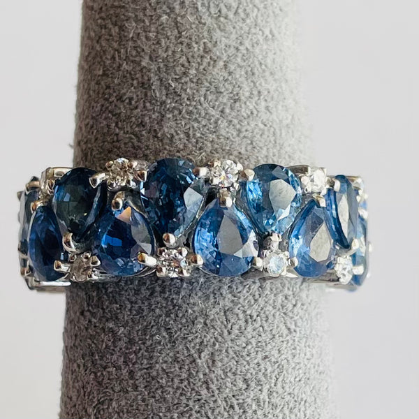 Sapphire Pear and Diamond Ring